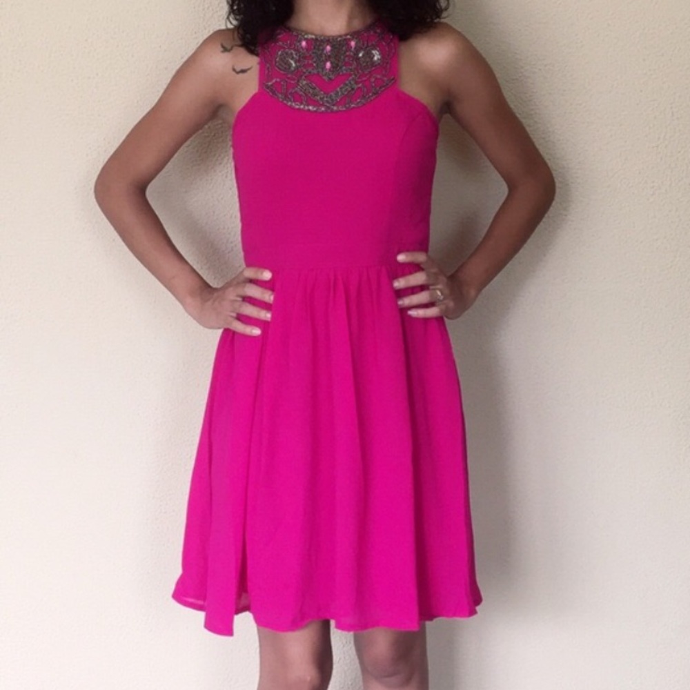 Magenta beaded dress, perfect for parties!